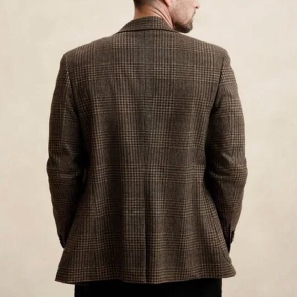 NWOT Banana Republic Tailored Fit Brown Glen Plaid Jacket Blazer - Picture 5 of 16